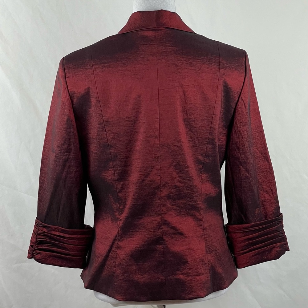 Cachet Satin Ruby Red Rhinestone Jacket Size 10 - image 4